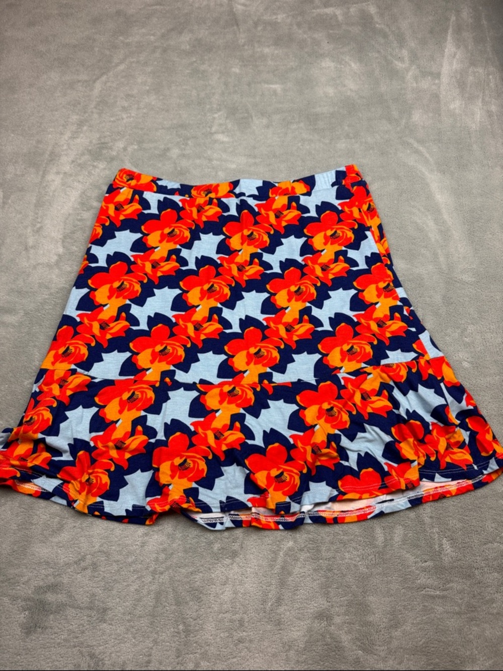 Margaret M Skirt with Red-Orange Floral Print